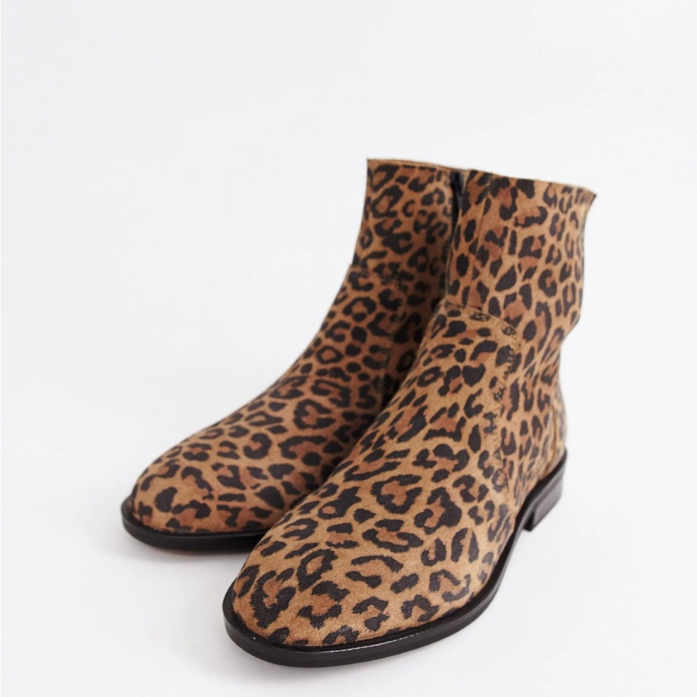 ASOS DESIGN Wide Fit Albany suede sock boots in leopard women’s size 9